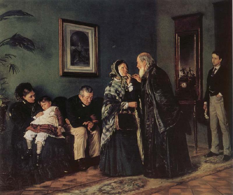Makovsky, Vladimir In the Doctor-s Wating Room Norge oil painting art
